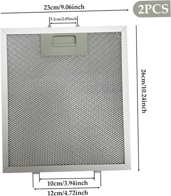 ⁦2PCS 9x10 Inch Range Hood Grease Filter Replacement, 5-Layer Aluminum Mesh Kitchen Vent Filter with Buckle, Reusable and Washable Stove Exhaust Fan Filter Compatible with Most Range Hoods⁩ - الصورة ⁦6⁩