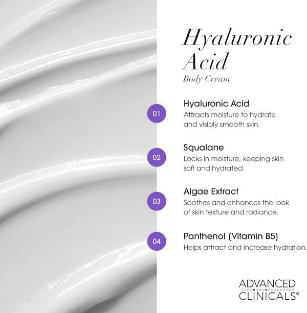 ⁦Advanced Clinicals Hyaluronic Acid Body Lotion + Firming Collagen Cream 2pc Skin Care Set | Skin Tightening Body Moisturizer & Face Lotion | Hyaluronic Acid Lotion | Skin Care Products, 2pc Bundle⁩ - الصورة ⁦5⁩