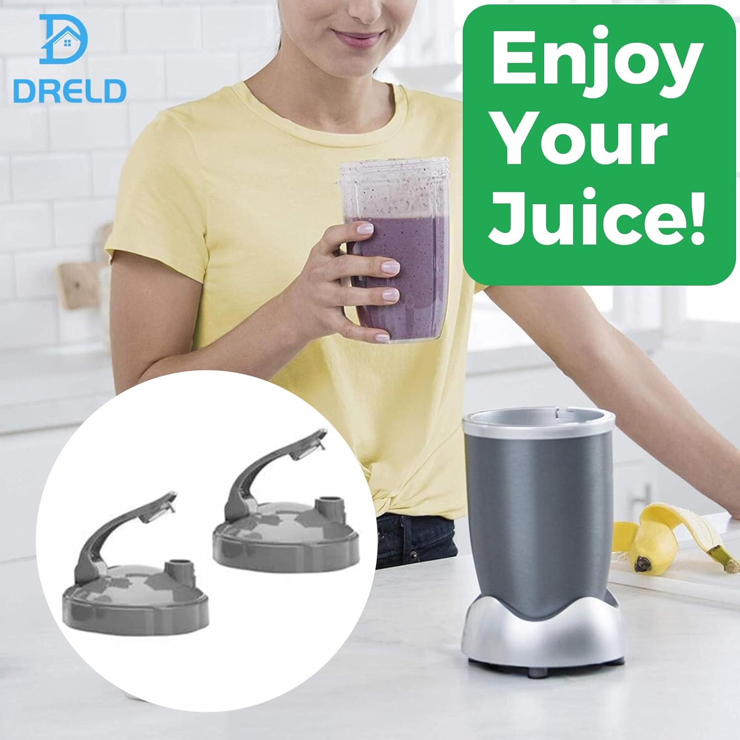 DRELD Pack of 2 Flip Top To Go Lids for Nutribullet Accessories 600W/900W, Resealable Cup Lid, Nutribullet, Hinged Lid Compatible with Nutri Bullet Mixing Cup 18oz/24oz/32oz 6 DRELD Pack of 2 Flip Top To Go Lids for Nutribullet Accessories 600W/900W, Resealable Cup Lid, Nutribullet, Hinged Lid Compatible with Nutri Bullet Mixing Cup 18oz/24oz/32oz - الصورة 6