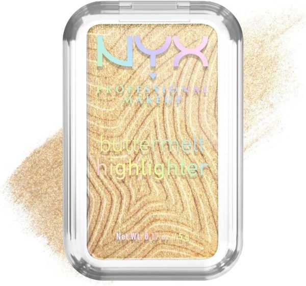 ⁦NYX Professional Makeup Buttermelt Highlighter, Powder Highlighter, 12 HR Wear, Fade & Transfer Resistant, Butta Than Gold⁩ - الصورة ⁦4⁩
