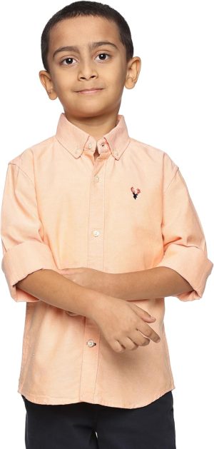U.S. ELK Boys' Long Sleeve Oxford Dress Shirt | Classic Formal Button Down Shirt | Collared Neck Cotton Shirt for Boys