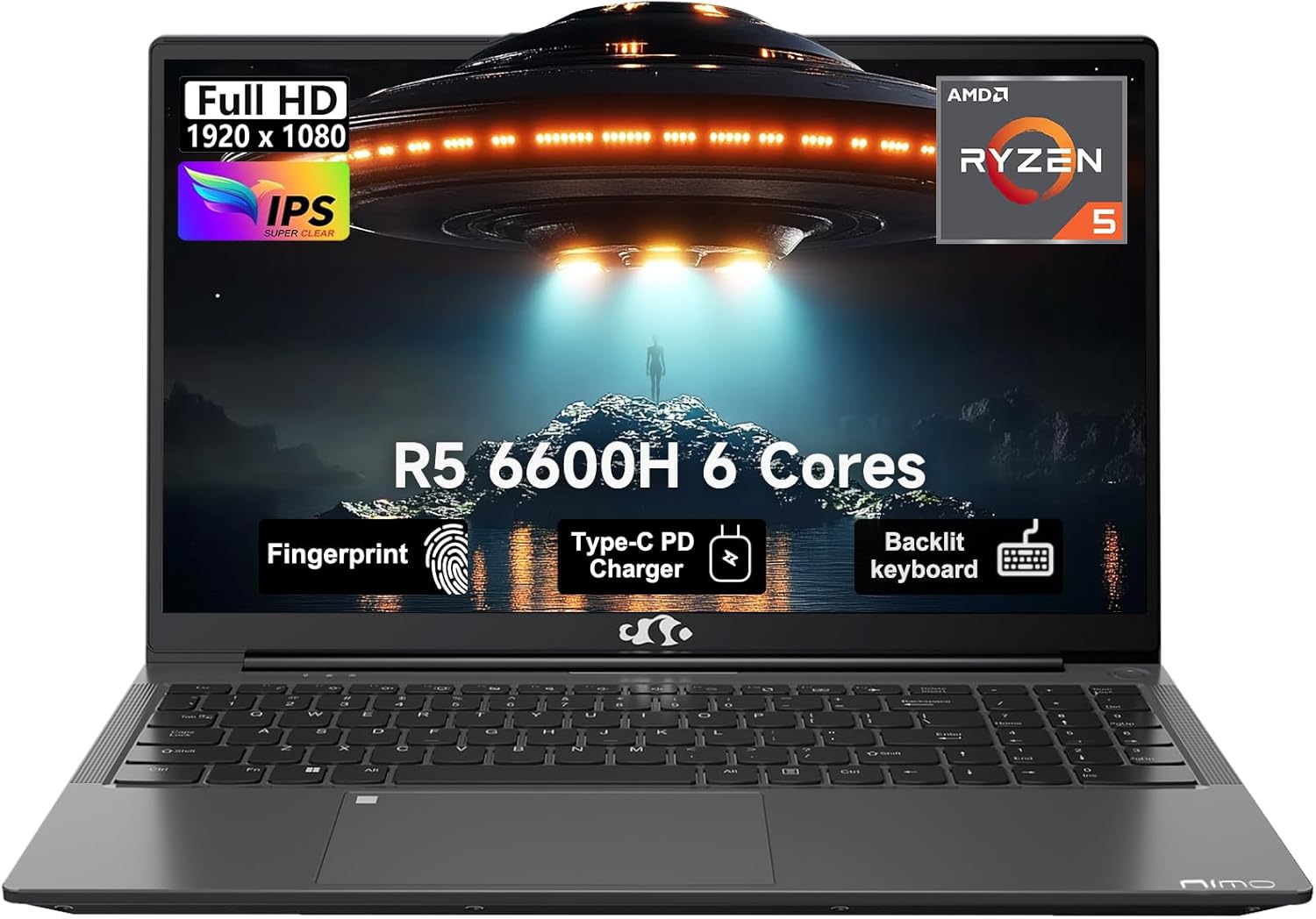 نيمو لابتوب العاب IPS FHD مقاس 15.6 انش، معالج AMD رايزن 5 6600H سداسي النواة ووحدة معالجة رسومات جرافيكية 660M وذاكرة 32GB DDR5 RAM و1TB SSD (افضل من i7-1165G7، حتى 4.5GHz) مع كيبورد باضاءة خلفية GaN 1 نيمو لابتوب العاب IPS FHD مقاس 15.6 انش، معالج AMD رايزن 5 6600H سداسي النواة ووحدة معالجة رسومات جرافيكية 660M وذاكرة 32GB DDR5 RAM و1TB SSD (افضل من i7-1165G7، حتى 4.5GHz) مع كيبورد باضاءة خلفية GaN