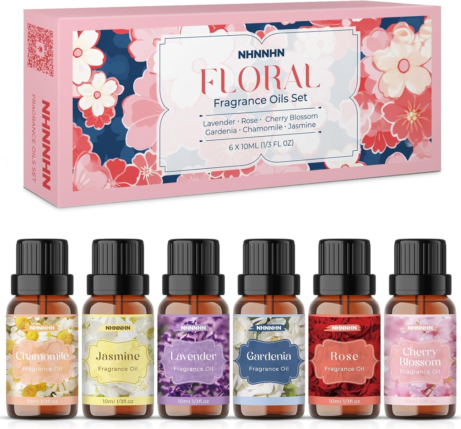 Floral Essential Oils Set - Pure Natural Fragrance Oils Blends for Diffuser - Lavender, Rose, Jasmine, Cherry Blossom, Gardenia, Chamomile, Candle & Soap Making | Aromatherapy Oils for Home, 6x10ml 1 Floral Essential Oils Set - Pure Natural Fragrance Oils Blends for Diffuser - Lavender, Rose, Jasmine, Cherry Blossom, Gardenia, Chamomile, Candle & Soap Making | Aromatherapy Oils for Home, 6x10ml