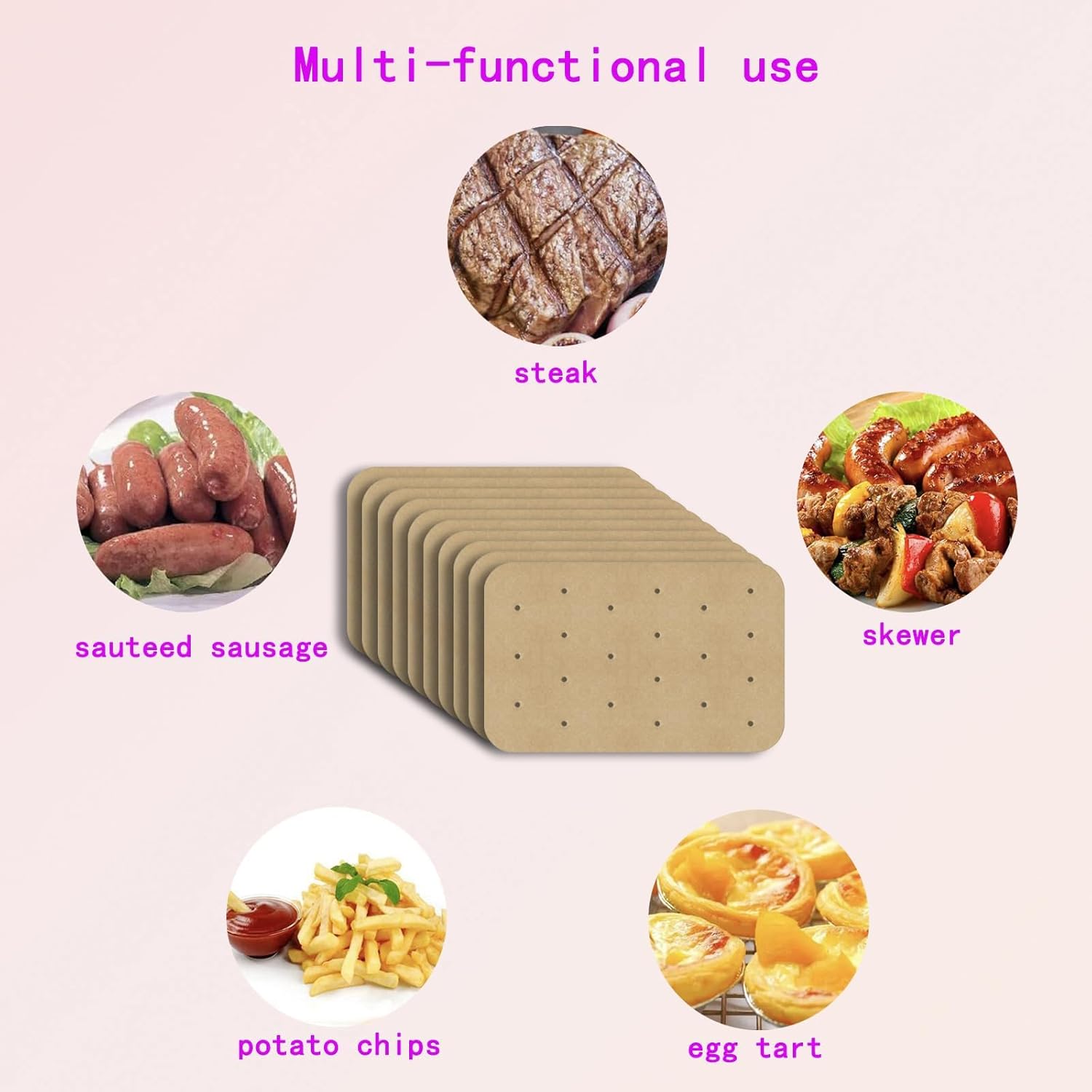 Duomama 100 PCS Air Fryer Non-Stick Paper Liners.Unbleached Perforated Papers,Disposable Paper Liner,Air Fryer Rectangle for Baking. 2 Duomama 100 PCS Air Fryer Non-Stick Paper Liners.Unbleached Perforated Papers,Disposable Paper Liner,Air Fryer Rectangle for Baking. - الصورة 2