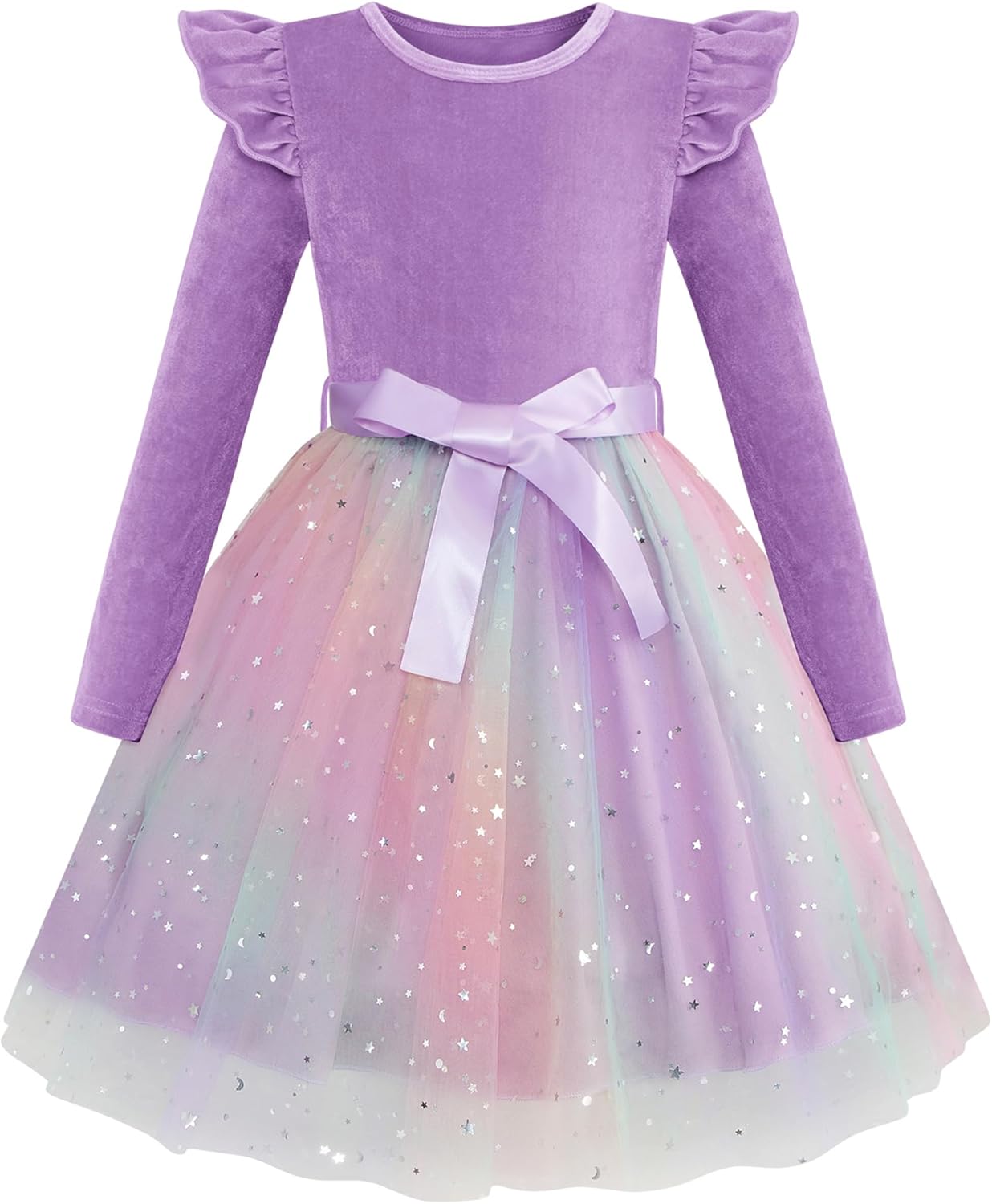 Seanrui Toddler Girls Christmas Dress Long Sleeve Ruffle Velvet Tutu Fall Winter Holiday Party Princess Dresses 1-6T 1 Seanrui Toddler Girls Christmas Dress Long Sleeve Ruffle Velvet Tutu Fall Winter Holiday Party Princess Dresses 1-6T