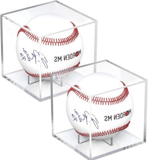 Baseball Display Case Acrylic Cube, Memorabilia Display Case for Single Ball, UV Protected Storage Box, Square Clear Baseball Stand, Sports Autograph Display Case Holder, Fits Official Size Ball