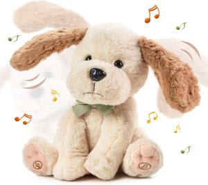TUMAMA Baby Dancing Animated Plush Dog Talking Singing Dog Toy Children, Plush Interactive Laber Animal Dogs, Copy Talking, Ear & Body Waving, Singing Songs for age 3 4 5 +