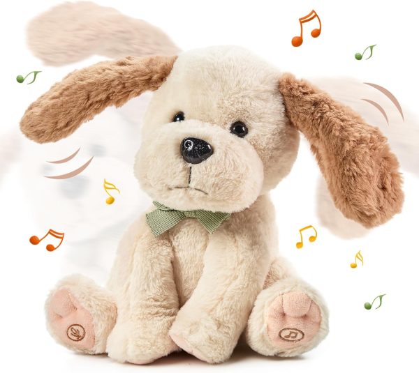 TUMAMA Baby Dancing Animated Plush Dog Talking Singing Dog Toy Children, Plush Interactive Laber Animal Dogs, Copy Talking, Ear & Body Waving, Singing Songs for age 3 4 5 +