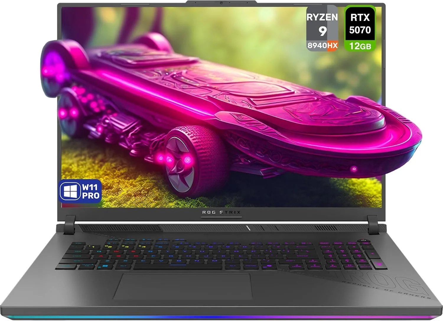 ASUS ROG Strix G18 Gaming Laptop, AMD Ryzen 9-8940HX, 64 GB DDR5 RAM, 2 TB PCIe SSD, 18" 2.5K (2560x1600) Nebula Display 240Hz, Nvidia G-Force RTX 5070, 4-Zone RGB Keyboard, W11 Pro, Eclipse Gray