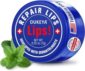 OUKEYA Lip Balm,0.25 Ounce,Medicated Lip Balm Moisturizer for Echapped Lips Treatment Severe Petrolatum,Peppermint Oi,100% Natural Ingredients