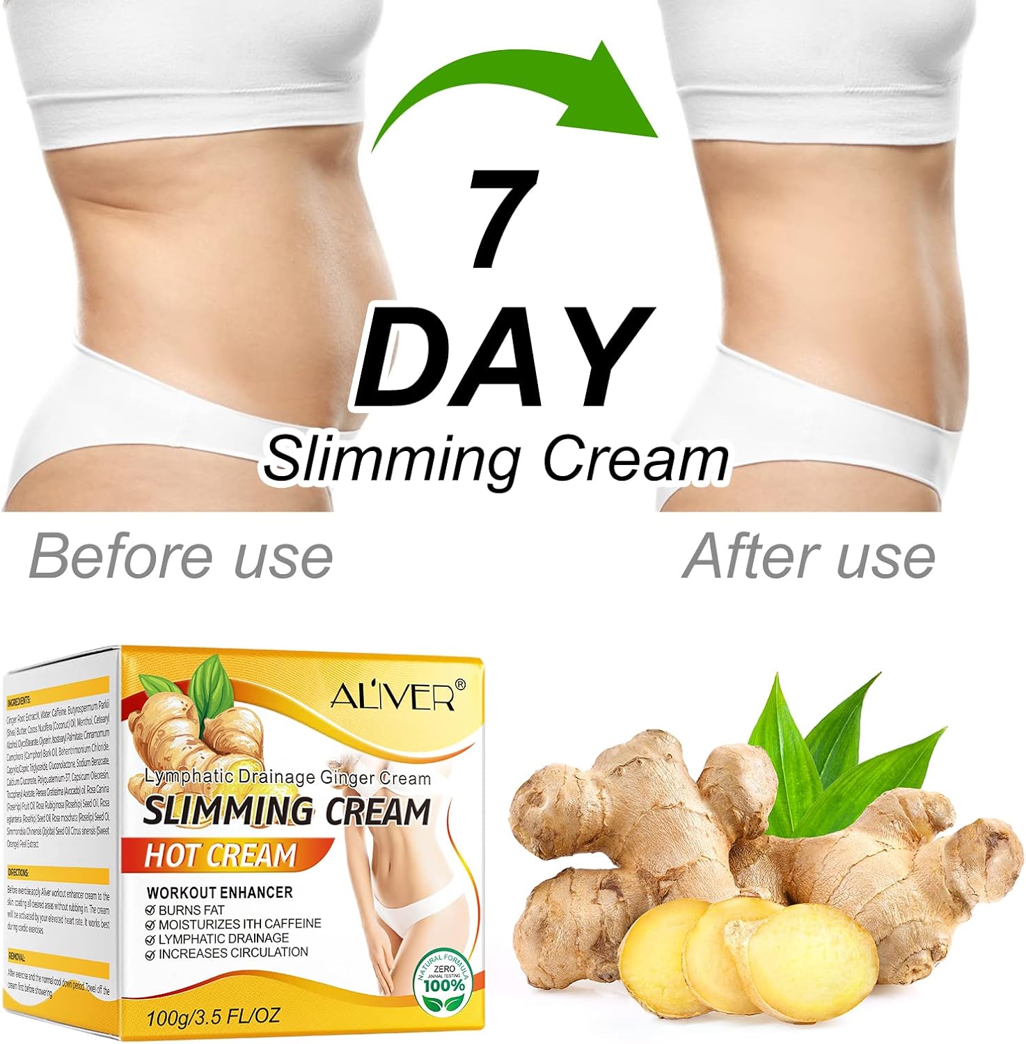 RTBYUE Ginger Slimming Cream - Hot Fat Burning Weight Loss Full Body Anti-Cellulite Cream for Belly, Perfect for Cellulite, Soothing, Relaxing, Tightening 4 RTBYUE Ginger Slimming Cream - Hot Fat Burning Weight Loss Full Body Anti-Cellulite Cream for Belly, Perfect for Cellulite, Soothing, Relaxing, Tightening - الصورة 4