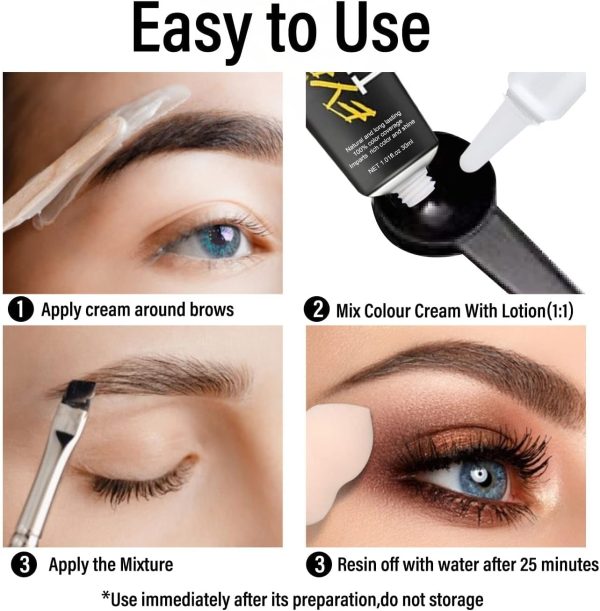 ⁦KASTWAVE Instant Eyebrow Tint Kit, Semi Permanent Eyebrow Dye Safe & Professional Waterproof Eyebrow Tinting Kit Suitable For Salon and Home Use Lasting for 4-6 Weeks (black)⁩ - الصورة ⁦6⁩