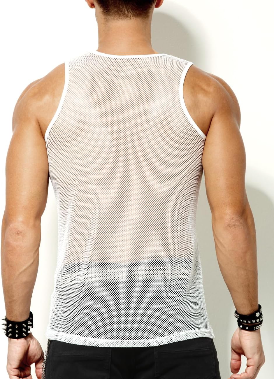 قميص شبكي بدون أكمام للرجال من كيسي كيفن، قميص شبكي بدون أكمام للرجال لإبراز العضلات، ملابس النوادي الرياضية، لون شفاف 5 قميص شبكي بدون أكمام للرجال من كيسي كيفن، قميص شبكي بدون أكمام للرجال لإبراز العضلات، ملابس النوادي الرياضية، لون شفاف - الصورة 5