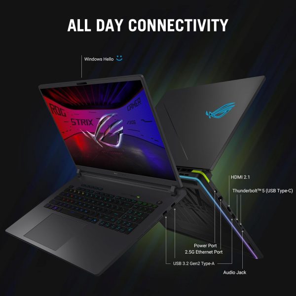 ⁦ASUS ROG Strix G16 (Eclipse Gray) Gaming Laptop | NVIDIA RTX 5050 8GB | Intel Core i7 14650HX | 16GB RAM | 1TB SSD | 16"FHD+ 165Hz | Win11 [G615JHR-1SG7821W]⁩ - الصورة ⁦10⁩