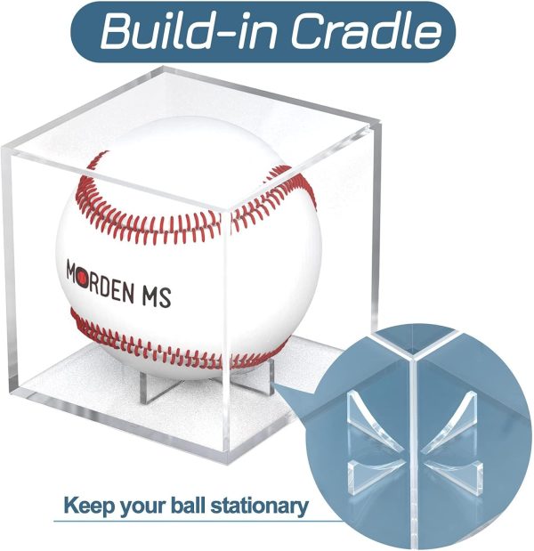 ⁦Baseball Display Case Acrylic Cube, Memorabilia Display Case for Single Ball, UV Protected Storage Box, Square Clear Baseball Stand, Sports Autograph Display Case Holder, Fits Official Size Ball⁩ - الصورة ⁦3⁩