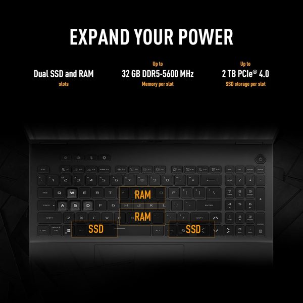 ⁦ASUS TUF Gaming A16 (Jaeger Gray) Gaming Laptop | NVIDIA RTX 5050 8GB | AMD Ryzen 7 260 | 16GB RAM | 512GB SSD | 16"FHD+ 165Hz Display | Win11 [FA608UH-G1S825W]⁩ - الصورة ⁦10⁩