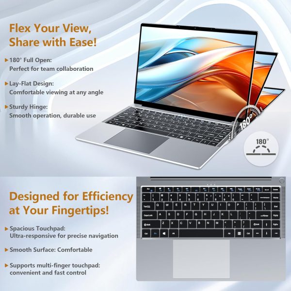 ⁦2025 Laptop i5, 15.6 inch Laptop Computer Up to 3.6GHz, Traditional Laptop Computers with 24GB RAM 512GB SSD, WIFI 5, BT5.0, FHD 1920x1200, 180 Degree Angle, HDMI, Lap top for Student Business Work⁩ - الصورة ⁦4⁩