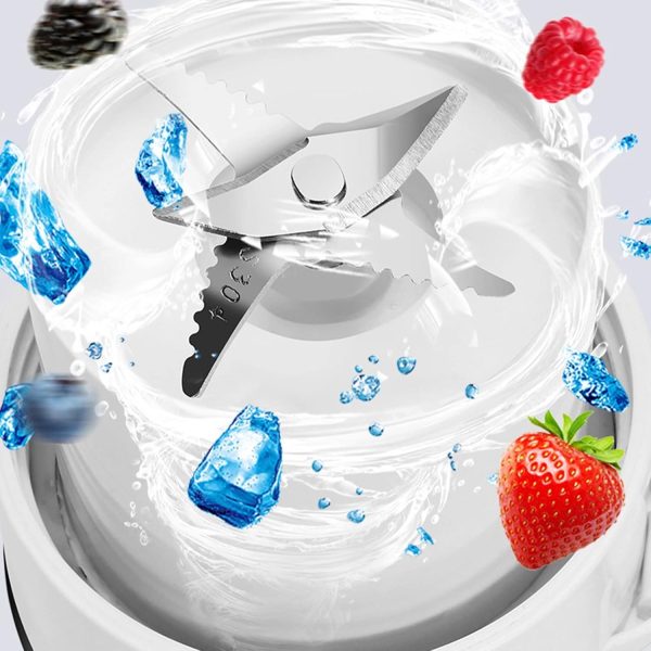 ⁦SYOSI Portable Blender Cup 300 ML Personal Blender Smoothie Maker Make Healthy Smoothies for Travel Sports Kitchen, Juicer with Stainless Steel Two-blade Cutter Head Fruit Juice Mixer Battery Powered⁩ - الصورة ⁦4⁩