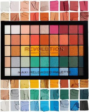 Makeup Revolution Maxi Reloaded, Eyeshadow Palette, 45 Shades, Highly Pigmented, Colorful Matte & Shimmer Shades, Big Shot, 60.8g