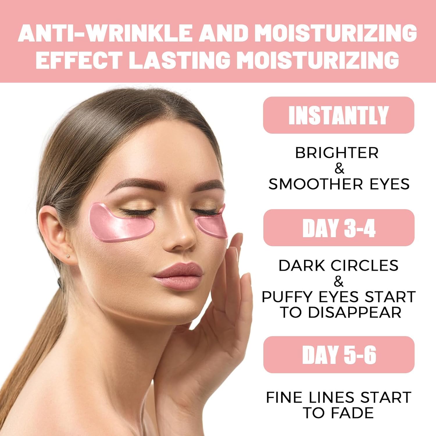 Lyaqbe Under Eye Patches,Eye Bag Patches,Pink Rose Eye Mask 60 PCS,Fade Fine Lines at the Corners of the Eyes,Hydrate, Moisturize and Firm the Skin 5 Lyaqbe Under Eye Patches,Eye Bag Patches,Pink Rose Eye Mask 60 PCS,Fade Fine Lines at the Corners of the Eyes,Hydrate, Moisturize and Firm the Skin - الصورة 5