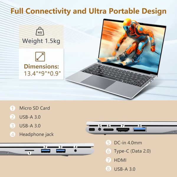 ⁦2025 Laptop i5, 15.6 inch Laptop Computer Up to 3.6GHz, Traditional Laptop Computers with 24GB RAM 512GB SSD, WIFI 5, BT5.0, FHD 1920x1200, 180 Degree Angle, HDMI, Lap top for Student Business Work⁩ - الصورة ⁦6⁩