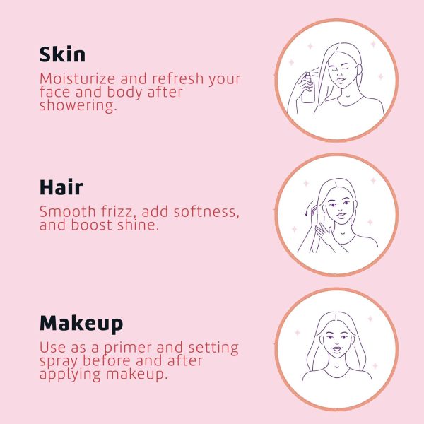 ⁦De La Cruz Rose Water and Glycerin Spray for Face - Rosewater Facial Toner and Moisturizer Mist for Skin and Hair 8 fl oz (236 mL)⁩ - الصورة ⁦6⁩