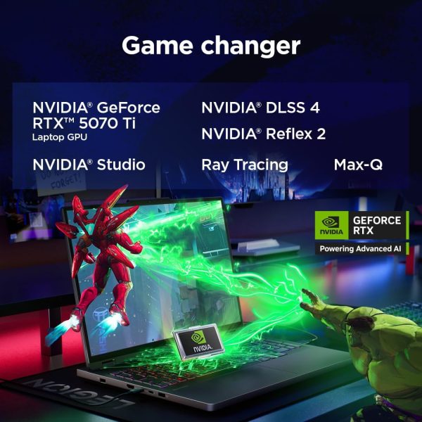 ⁦Lenovo Legion Pro 5 16IAX10 AI Gaming Laptop, 16" WQXGA OLED 165Hz, Intel Core Ultra 9 275HX, 32GB RAM, 1TB SSD, NVIDIA RTX 5070 8GB, RGB EN-ARB, Win11, Black [83F3001YAX] + 2Y Premium Care⁩ - الصورة ⁦6⁩
