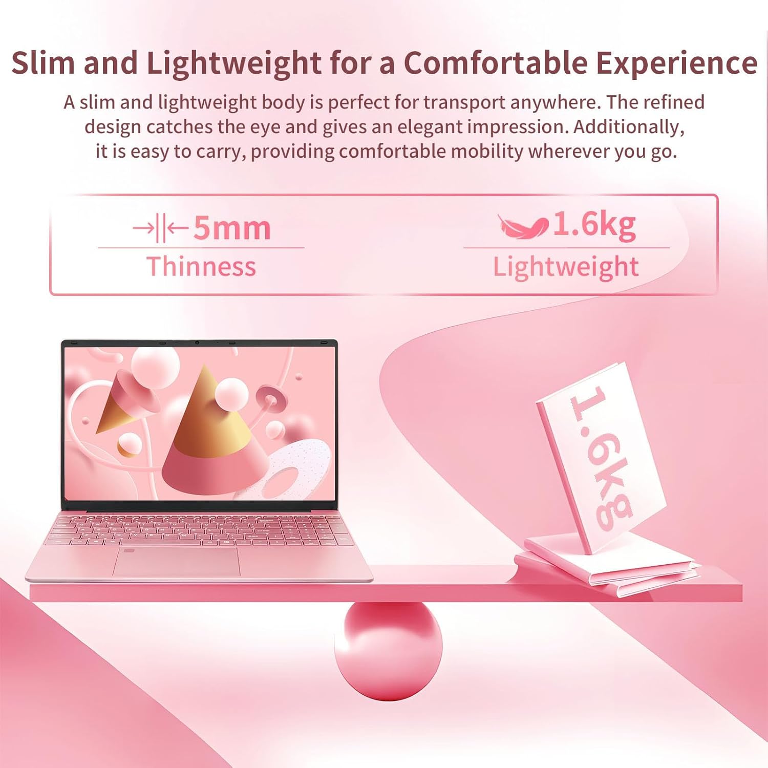 BINHENGLON 15.6 inch Laptops Computer Celeron N95 FHD 16G RAM SSD Large Screen Bluetooth 5.0 Fingerprint Laptop Windows 11 Ultrabook Wi-Fi 2.4GHz/5GHz, USB3.0(Rose Gold, 16G+512GB SSD) 6 BINHENGLON 15.6 inch Laptops Computer Celeron N95 FHD 16G RAM SSD Large Screen Bluetooth 5.0 Fingerprint Laptop Windows 11 Ultrabook Wi-Fi 2.4GHz/5GHz, USB3.0(Rose Gold, 16G+512GB SSD) - الصورة 6