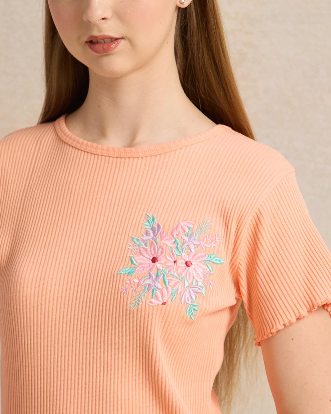 REDTAG Senior Girls Orange Embroidered T-Shirt 4 REDTAG Senior Girls Orange Embroidered T-Shirt - الصورة 4