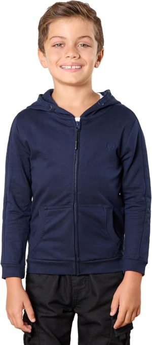 REDTAG Boys Navy Hooded Sweatshirt