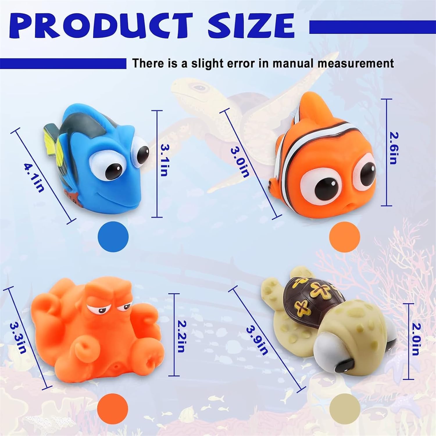 Andanna 8pcs Multicolor Sea Life Baby Bath Toys, Ages 6-18 Months, PVC Material, Squirting Water Toys for Kids Bathtub & Pool, Includes Turtle, Dory, Shark & More 4 Andanna 8pcs Multicolor Sea Life Baby Bath Toys, Ages 6-18 Months, PVC Material, Squirting Water Toys for Kids Bathtub & Pool, Includes Turtle, Dory, Shark & More - الصورة 4