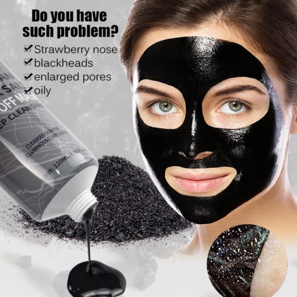 ⁦NOVOLAN Black Salt Facial Mask Deep Cleansing Peel-Off Mask 120ml, Detoxifies & Purifies, Clears Clogged Pores, Exfoliates Dead Skin Cells, Reduces Excess Oil, Enhances Absorption of Skincare Products⁩ - الصورة ⁦6⁩
