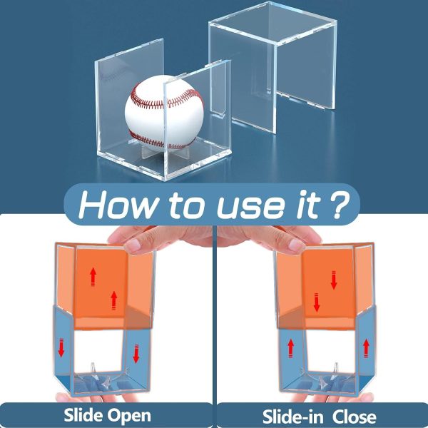 ⁦Baseball Display Case Acrylic Cube, Memorabilia Display Case for Single Ball, UV Protected Storage Box, Square Clear Baseball Stand, Sports Autograph Display Case Holder, Fits Official Size Ball⁩ - الصورة ⁦5⁩