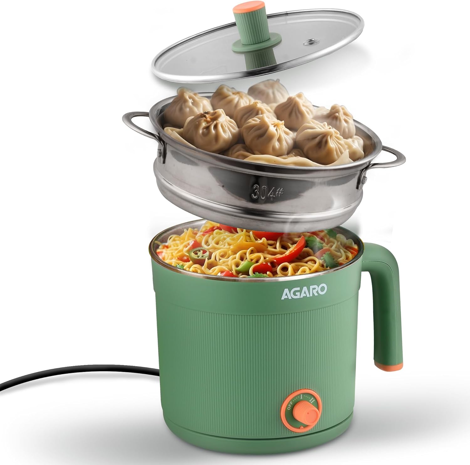 AGARO Regency Multi Cook Kettle With Steamer, 1.2L Inner Pot, Double Layered Body, Variable Temperature Settings, Wide Mouth, Boiling, Steaming, Tea, Coffee, Egg, Vegetable Boiling, 600W, Sea Green 1 AGARO Regency Multi Cook Kettle With Steamer, 1.2L Inner Pot, Double Layered Body, Variable Temperature Settings, Wide Mouth, Boiling, Steaming, Tea, Coffee, Egg, Vegetable Boiling, 600W, Sea Green