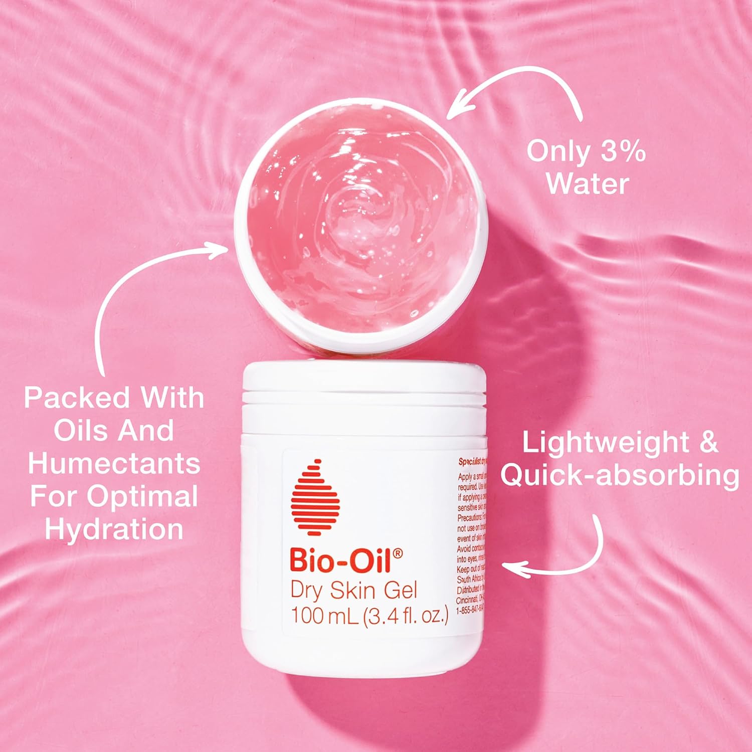 Bio-Oil Dry Skin Gel, Face and Body Moisturizer, Fast Absorbing Hydration, with Soothing Emollients and Vitamin B3, Non-Comedogenic, 3.4 Oz 2 Bio-Oil Dry Skin Gel, Face and Body Moisturizer, Fast Absorbing Hydration, with Soothing Emollients and Vitamin B3, Non-Comedogenic, 3.4 Oz - الصورة 2