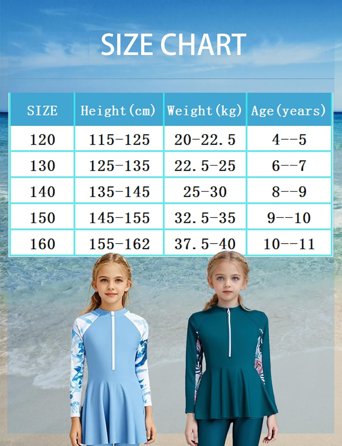 Sthxyfaith 3-Piece Girls Modest Muslim Swimsuit Separates Set, Long Sleeve Rash Guard with Leggings,Full Coverage Swimwear UPF 50+ 6 Sthxyfaith 3-Piece Girls Modest Muslim Swimsuit Separates Set, Long Sleeve Rash Guard with Leggings,Full Coverage Swimwear UPF 50+ - الصورة 6
