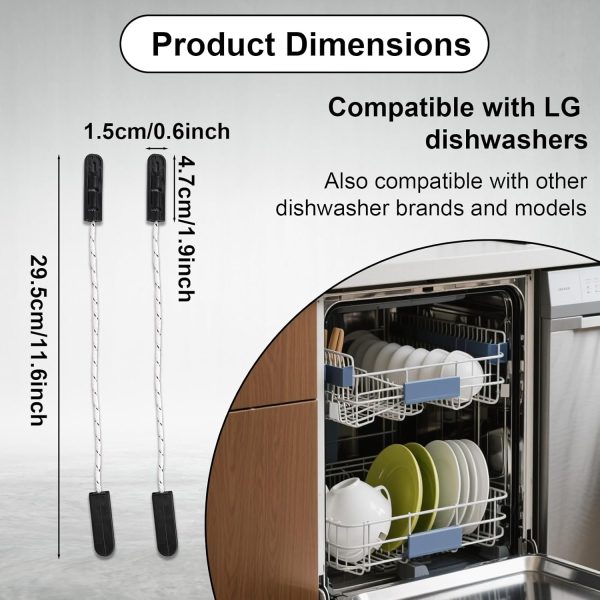 ⁦2pcs Dishwasher Door Hinge Cable for LG Dishwasher, 29.5 cm Replacement Parts Replaces 4933DD3001B 4933DD3001A for LG Dishwasher LDF6920ST LDF7774ST LDF7551ST PS3524406⁩ - الصورة ⁦2⁩