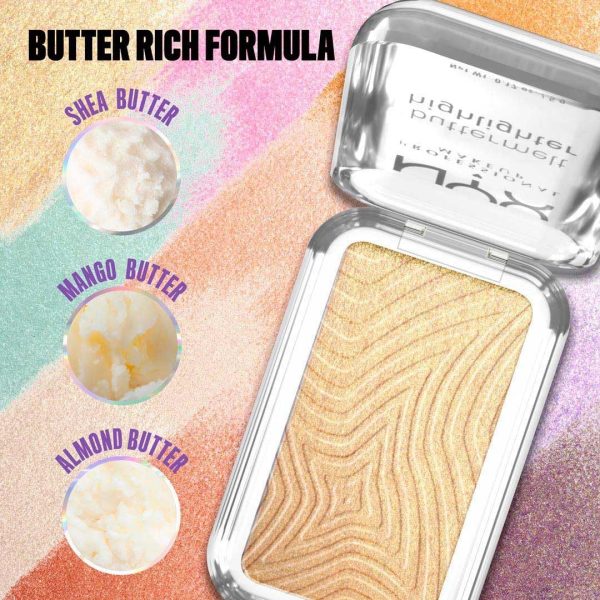 ⁦NYX Professional Makeup Buttermelt Highlighter, Powder Highlighter, 12 HR Wear, Fade & Transfer Resistant, Butta Than Gold⁩ - الصورة ⁦6⁩