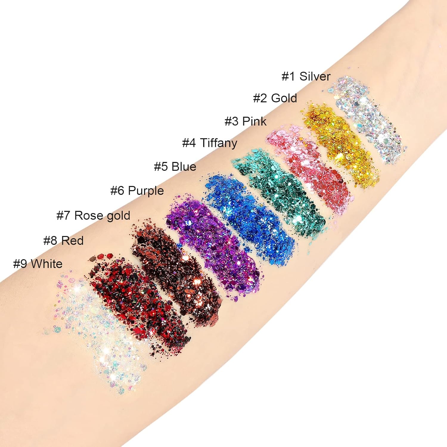 MAKINGTEC 2 Bottle Mermaid Sequins Body Glitter Gel, Long Lasting Holographic Glitter Body Makeup for Women, Waterproof Face Glitter Gel Total 2 MAKINGTEC 2 Bottle Mermaid Sequins Body Glitter Gel, Long Lasting Holographic Glitter Body Makeup for Women, Waterproof Face Glitter Gel Total - الصورة 2