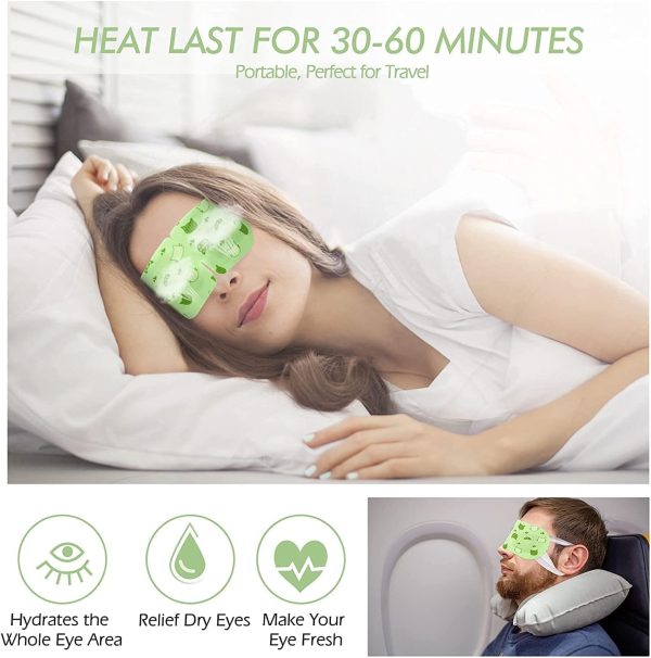 ⁦ELECDON Heated Eye Mask, 10 Packs Eye Masks for Dark Circles and Puffiness Dry Eyes Stress Relief Disposable Steam Eye Mask, Works Better with Eye Cream, Portable for Beauty Personal Care Unscented⁩ - الصورة ⁦2⁩