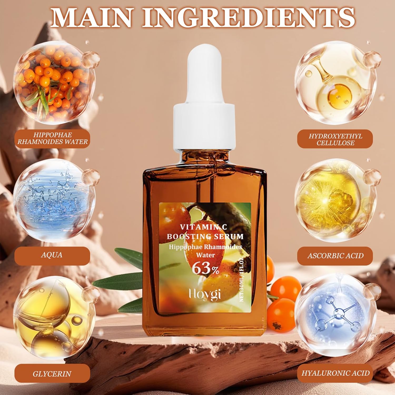 Vitamin C Booster Serum, with Hyaluronic Acid, Vitamin C Serum Face, Anti-Wrinkle Serum, Repairs the Skin Barrier, Helps Eliminate Dark Spots and Uneven Skin Tone 3 Vitamin C Booster Serum, with Hyaluronic Acid, Vitamin C Serum Face, Anti-Wrinkle Serum, Repairs the Skin Barrier, Helps Eliminate Dark Spots and Uneven Skin Tone - الصورة 3