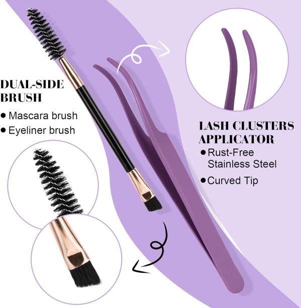 ⁦B&Q Individual Cluster Lashes Kit 280PCS D Curl 40D 9-16mm Mixed Length DIY Eyelash Extensions with Bond & Seal Lash Glue Remover Applicators​⁩ - الصورة ⁦6⁩