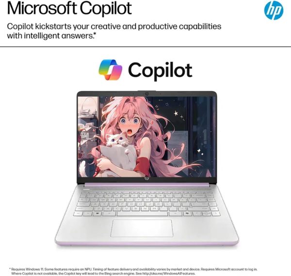⁦HP 2025 New Student Business Laptop, Intel N150 CPU(Beats N4120), 14in LED Screen, 16GB RAM, 128GB UFS+256GB MSD Storage, Wi-Fi 6, Copilot AI,Windows 11 Pro, Honey Lavender⁩ - الصورة ⁦5⁩