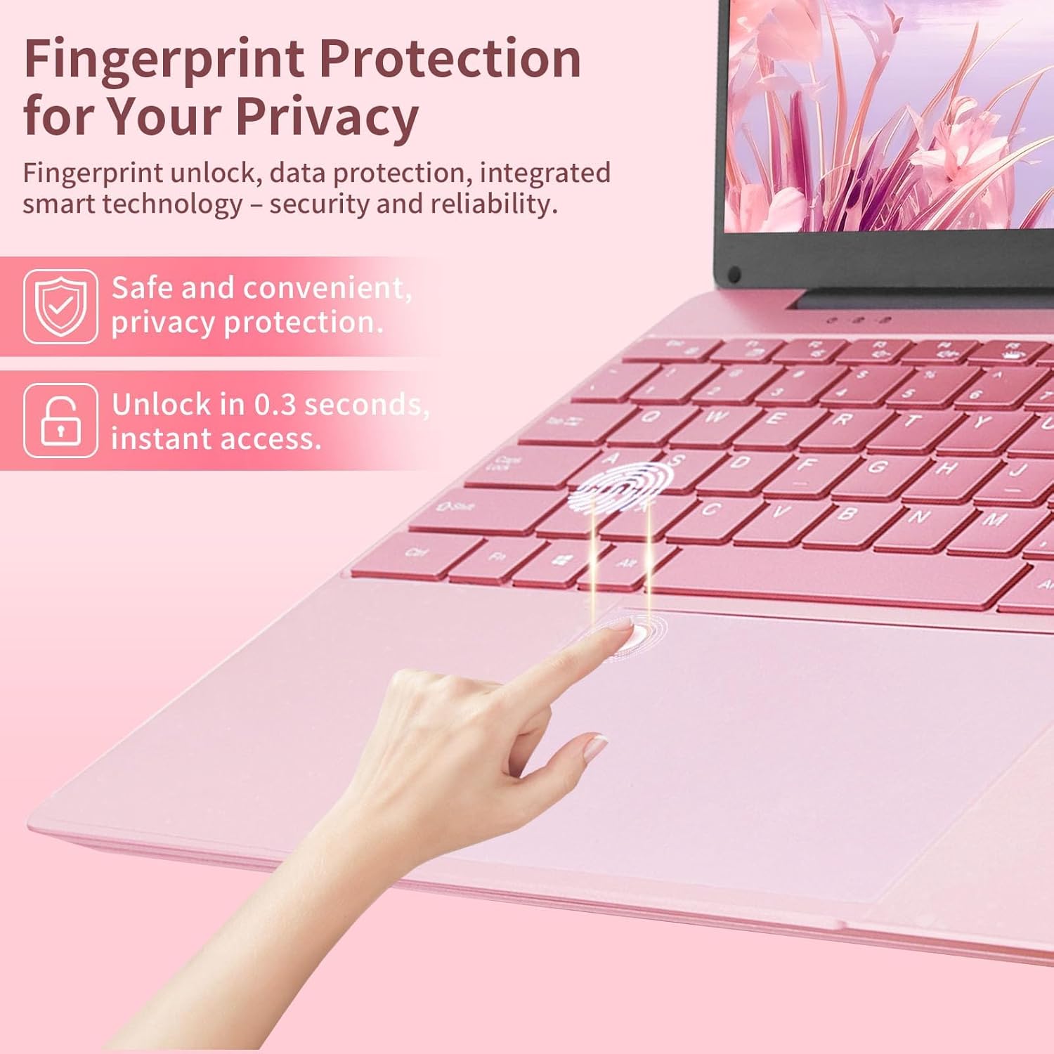 BINHENGLON 15.6 inch Laptops Computer Celeron N95 FHD 16G RAM SSD Large Screen Bluetooth 5.0 Fingerprint Laptop Windows 11 Ultrabook Wi-Fi 2.4GHz/5GHz, USB3.0(Rose Gold, 16G+512GB SSD) 5 BINHENGLON 15.6 inch Laptops Computer Celeron N95 FHD 16G RAM SSD Large Screen Bluetooth 5.0 Fingerprint Laptop Windows 11 Ultrabook Wi-Fi 2.4GHz/5GHz, USB3.0(Rose Gold, 16G+512GB SSD) - الصورة 5