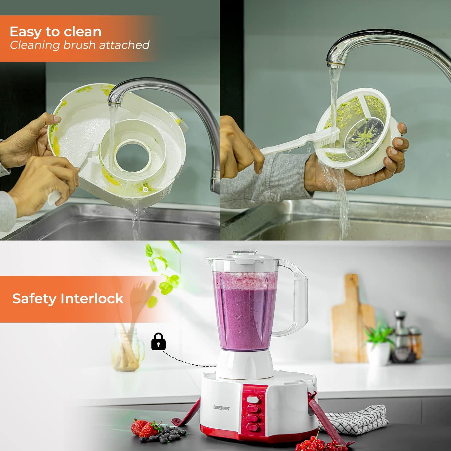 Geepas 2 Speed 4 In 1 Food Processor | Model No GSB9890 7 Geepas 2 Speed 4 In 1 Food Processor | Model No GSB9890 - الصورة 7