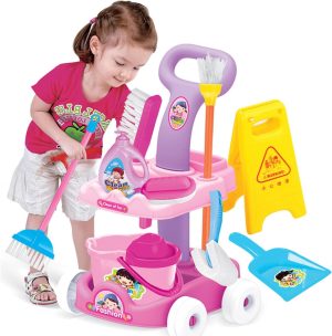لعبة تنظيف على شكل سيارة للأطفال، ألعاب تنظيف منزل الأطفال للعب التظاهري، هدية عيد ميلاد للبنات والأولاد