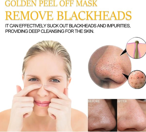 ⁦POSICHE Golden Peel Off Mask 80g, Blackhead and Whitehead Deep Cleansing Power, Skin Firming and Rejuvenation, Smooth and Silky Texture, Skin Detoxification, Anti-Aging, Spa-like Skincare Experience⁩ - الصورة ⁦3⁩