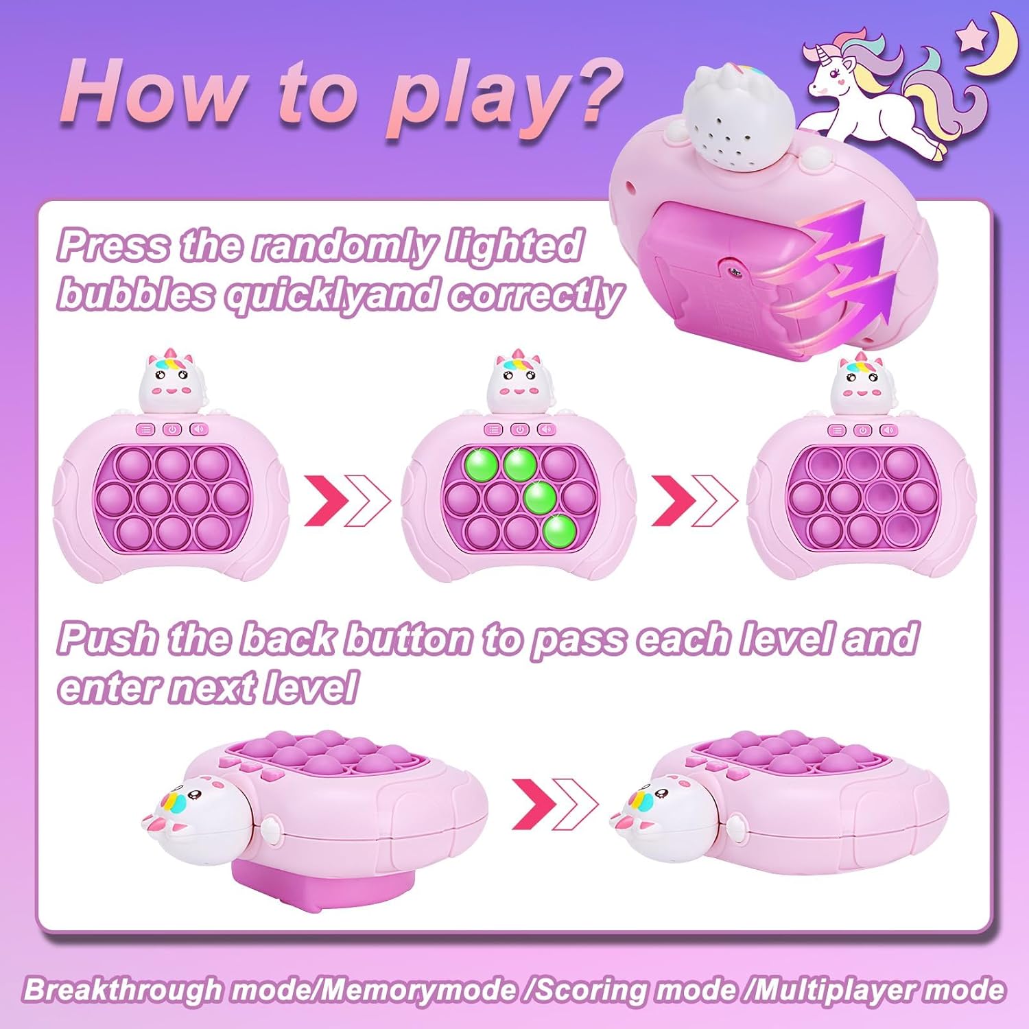 Fast Push Pop Bubble Game, Handheld Game Quick Push Sensory Toys Puzzle Game, Fidget Game for Kids and Adults, Light-Up Pop Game, Fun Party Favors and Birthday Gift for Boys and Girls 3 Fast Push Pop Bubble Game, Handheld Game Quick Push Sensory Toys Puzzle Game, Fidget Game for Kids and Adults, Light-Up Pop Game, Fun Party Favors and Birthday Gift for Boys and Girls - الصورة 3
