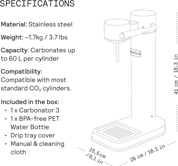 ⁦Aarke - Carbonator Iii Premium Carbonator/Sparkling & Seltzer Water Maker With Pet Bottle (Stainless Steel), Connectme Electronics Trading, silver, AAC3-Steel⁩ - الصورة ⁦7⁩