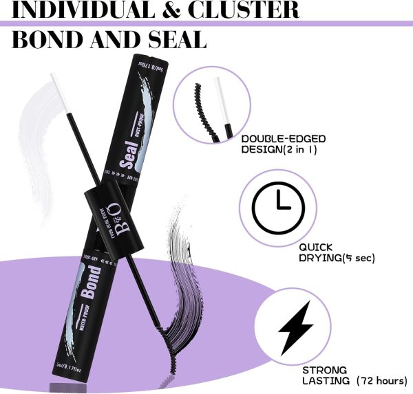 ⁦B&Q Individual Cluster Lashes Kit 280PCS D Curl 40D 9-16mm Mixed Length DIY Eyelash Extensions with Bond & Seal Lash Glue Remover Applicators​⁩ - الصورة ⁦4⁩